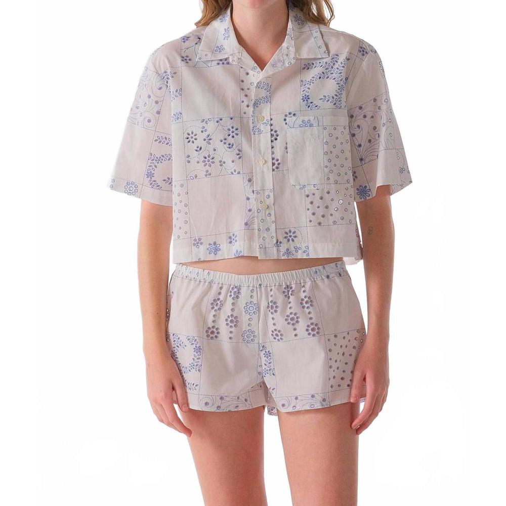 NEW CISSA eyelet pixie shirt in geometric eyelet
